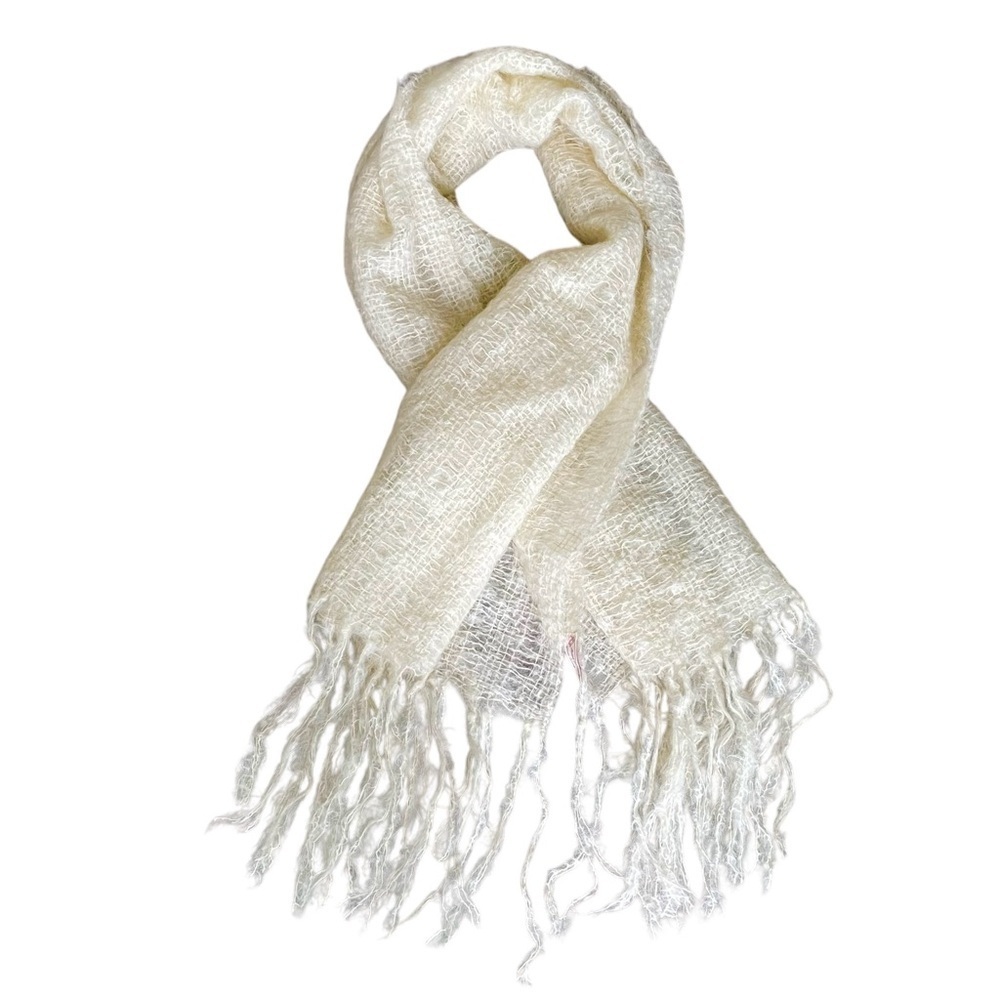 Flora Finlay Hand Woven Cream Scarf